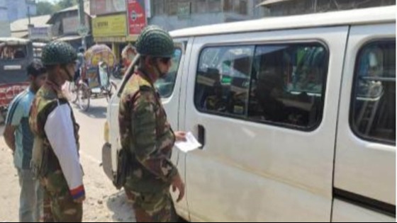 সৈয়দপুরে সড়কে সেনাবাহিনী-পুলিশের টহল মোড়ে মোড়ে চেকপোস্ট