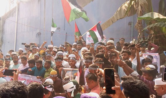 ফিলিস্তিনে ইসরাইলি গণহত্যার প্রতিবাদে পাকুন্দিয়া বিক্ষোভ