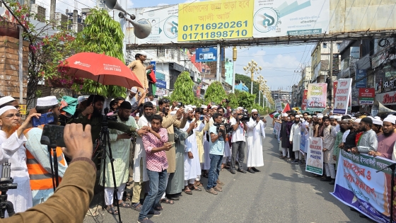 ফিলিস্তিনিদের প্রতি সংহতি জানিয়ে রাজশাহীতে আহলেহাদীছ আন্দোলনের বিক্ষোভ