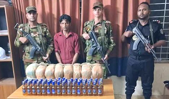 মাধবপুরে গাঁজা ও মদসহ গ্রেফতার ১