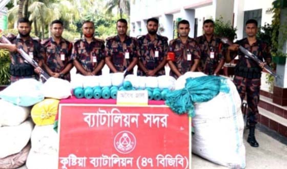 কুষ্টিয়ায় প্রায় ১৫ লক্ষ টাকার অবৈধ মালামাল আটক