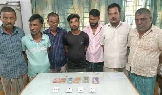 নাসিরনগরে নগদ টাকা, সরঞ্জামসহ সাত জুয়াড়ি গ্রেফতার