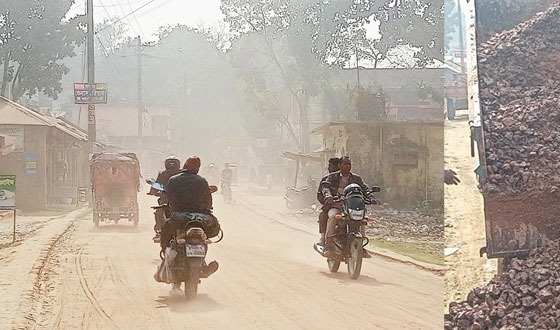 চিলমারীতে ধুলায় অতিষ্ঠ জনজীবন