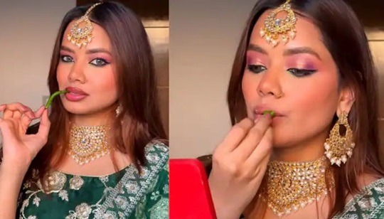 ঠোঁট মরিচ ঘষলেন ফ্যাশন ইনফ্লুয়েন্সার!