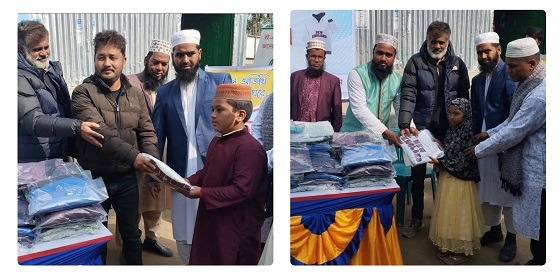 কিশোরগঞ্জে শিক্ষার্থীদের শীতবস্ত্র বিতরণ