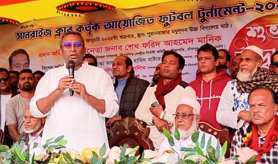 চাঁদপুর পুরান বাজারে সানরাইজ ক্লাব ফুটবল টুর্নামেন্ট উদ্বোধন