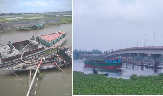কিশোরগঞ্জে ব্যাঙের ছাতার মতো স্টীল বডি দিয়ে বালু আনলোড