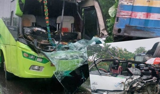 এক্সপ্রেসওয়েতে কাভার্ডভ্যানের সঙ্গে মাইক্রোবাস-বাসের সংঘর্ষে নিহত ২