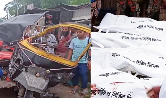 মাহিন্দ্রা-বাস মুখোমুখি সংঘর্ষে ঝরলো ৫ প্রাণ