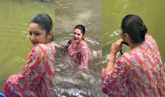 জলকেলিতে মাতলেন পরীমণি