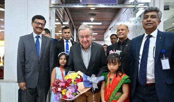 জাতিসংঘ মহাসচিব আন্তোনিও গুতেরেস ঢাকায় পৌঁছেছেন
