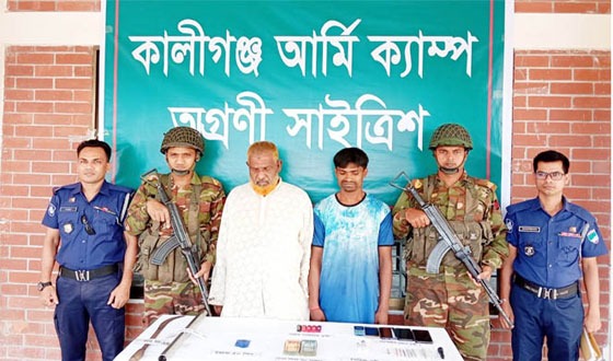 কালিগঞ্জে ইয়াবা, রাম দা ও মাদক সেবনের সরঞ্জামসহ আটক ২