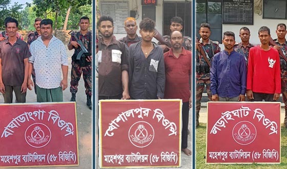 মহেশপুর সীমান্তে নারী-শিশু, মদসহ আটক ৫৯