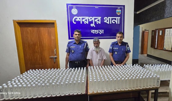 শেরপুরে সিএনজির সিটের নিচে ২৪৮ লিটার মদ, আটক ১