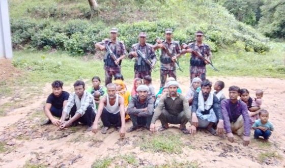 কমলগঞ্জ সীমান্তে নারী-শিশুসহ আটক ২১