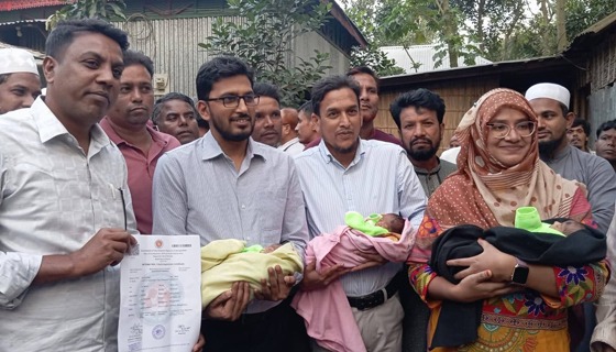 একসঙ্গে ৩ পুত্রসন্তানের জন্ম, দরিদ্র পরিবারের পাশে বকশীগঞ্জ উপজেলা প্রশাসন