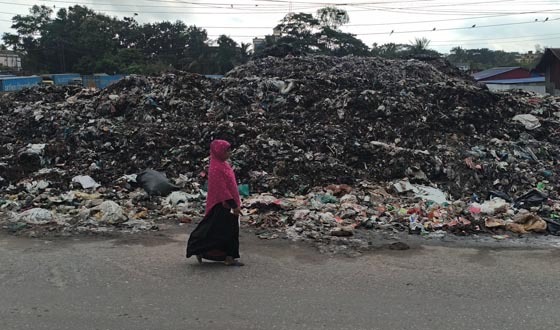 বাস টার্মিনালের পাশেই ময়লার স্তুুপ, দুর্গন্ধে অতিষ্ঠ যাত্রী ও চৌমুহনী-পৌরবাসী