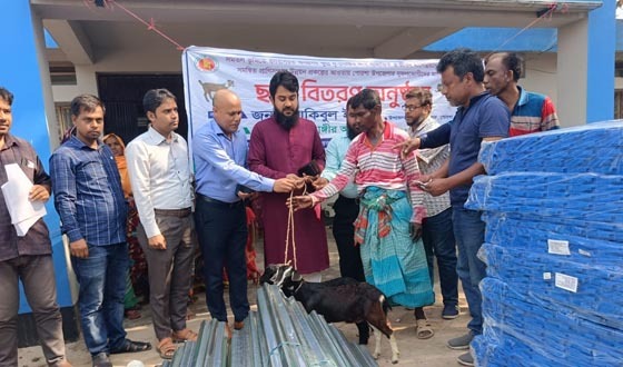 পোরশায় ক্ষুদ্র-নৃগোষ্ঠির সুফলভোগীদের ছাগী বিতরণ