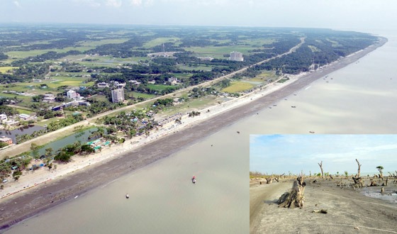 কুয়াকাটার ৭৫ শতাংশ ম্যানগ্রোভ-ননম্যানগ্রোভ বনাঞ্চল সাগরে বিলীন