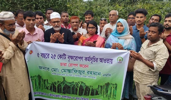 সাপাহারে বৃক্ষরোপণ কর্মসূচির উদ্বোধন