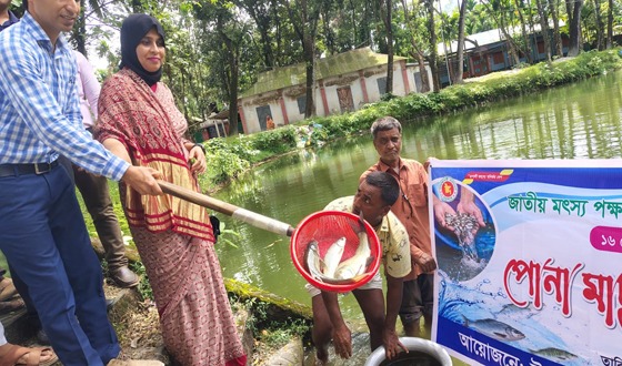 রাজারহাটে জাতীয় মৎস্য পক্ষের উদ্বোধন, পুকুরে পোনা অবমুক্ত