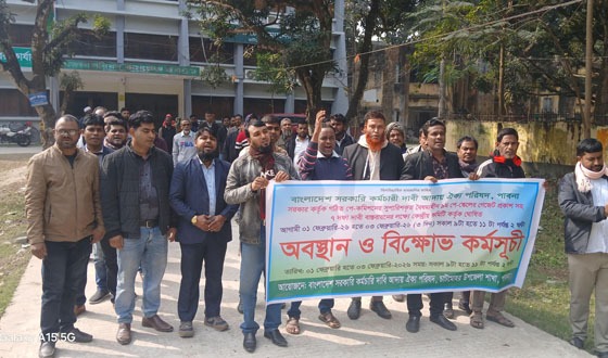 চাটমোহরে সরকারি কর্মচারীদের অবস্থান ও বিক্ষোভ কর্মসূচি