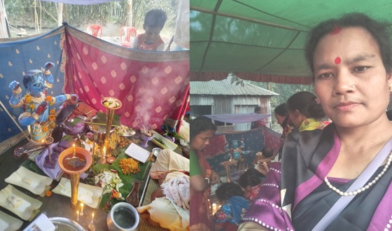 ভাইদের মঙ্গল কামনায় রাজারহাটে শনিদেবের পূজা