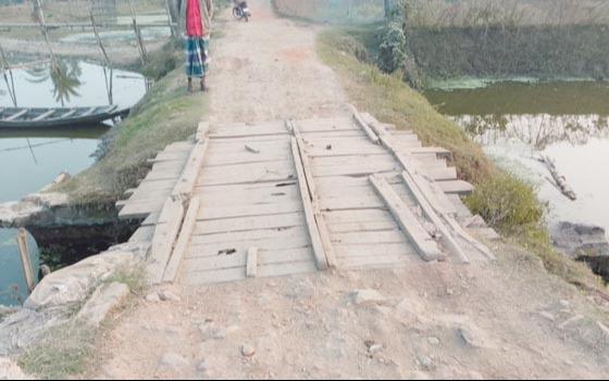 পাটকেলঘাটার  বালিয়াদহ  দেবুতলা পুরাতন কালভাট এখন মরণফাঁদ