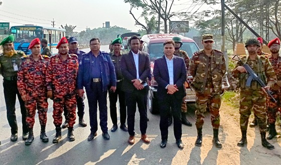 সুষ্ঠু নির্বাচনের দৃঢ় প্রত্যয়ে ত্রিশালে মহড়া