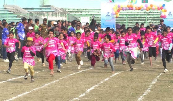 শেরপুরে শিশুদের ম্যারাথন দৌড় প্রতিযোগিতা