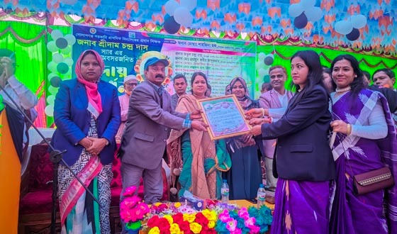 বীরগঞ্জে শ্রীদাম চন্দ্র দাসের বিদায় সংবর্ধনা