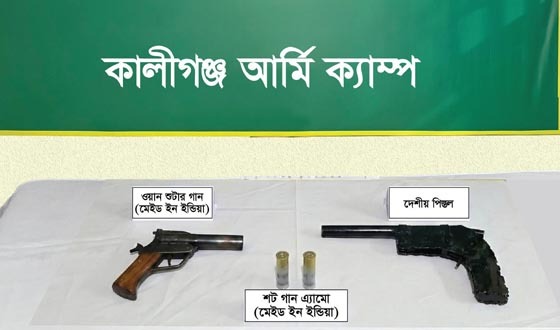 কালীগঞ্জে অস্ত্র ও গোলাবারুদ উদ্ধার