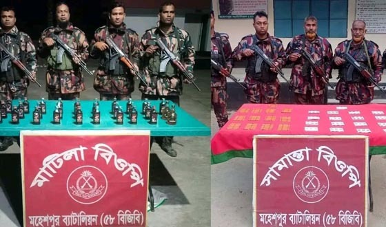 মহেশপুর সীমান্তে ভারতীয় মদ ও ঔষধ উদ্ধার