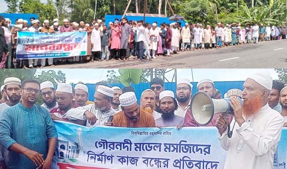 গৌরনদীতে মসজিদের ৩০ ভাগ নির্মান কাজ শেষে স্থানান্তরের গুজব