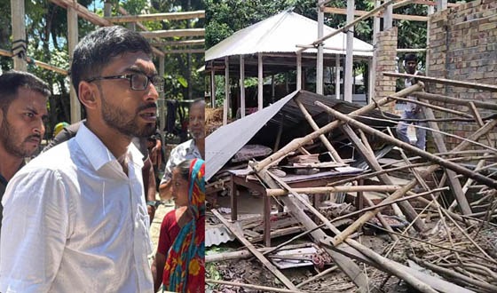 মধুখালীতে সরকারি রাস্তা থেকে অবৈধ স্থাপনা উচ্ছেদ