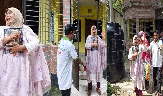 সরিষাবাড়ীতে জমি লিখে না দেয়ায় মাকে বাড়ী থেকে বের করে দিয়েছে ছেলে
