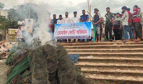 নাসিরনগরে নিষিদ্ধ রিং জাল জব্দ, একজনকে ৭ দিনের কারাদণ্ড