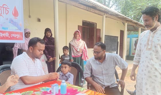 ঝিনাইগাতীতে রক্তের গ্রুপ নির্ণয় ও স্বাস্থ্যসচেতনতা কর্মসূচি