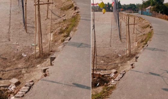 আশাশুনির আনুলিয়ায় ১ কিঃমিঃ পিচের রাস্তা ভেঙ্গে ভেঙ্গে পড়ছে