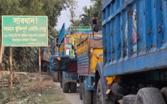 নিষেধাজ্ঞা অমান্য করে চলছে ট্রাক যেকোনো সময় ঘটতে পারে দুর্ঘটনা