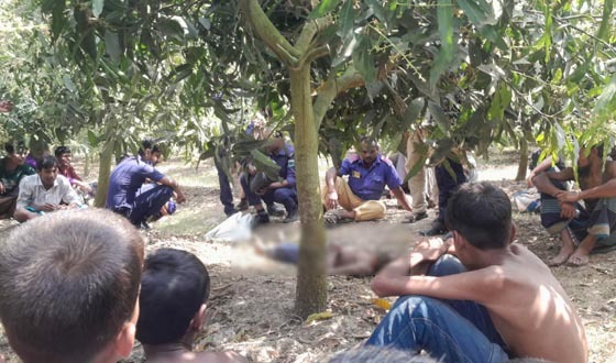 সাপাহারে আমবাগান থেকে অজ্ঞাত ব্যক্তির মরদেহ উদ্ধার