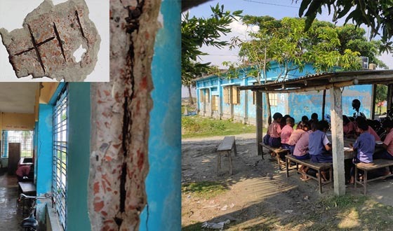 ঝুঁকিপূর্ণ ভবনে ফাটল, দোকানঘরে চলছে ক্লাস