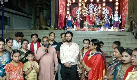 চাঁদপুরের দূর্গোৎসবের পূজো মন্ডপে কাজী মোহাম্মদ ইব্রাহীম জুয়েল