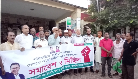 কাপাসিয়ায় বিএনপির উদ্যোগে সন্ত্রাস বিরোধী বিক্ষোভ সমাবেশ