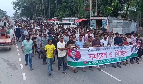 মেহেরপুরের গাংনীতে যুবদলের সমাবেশ ও মিছিল