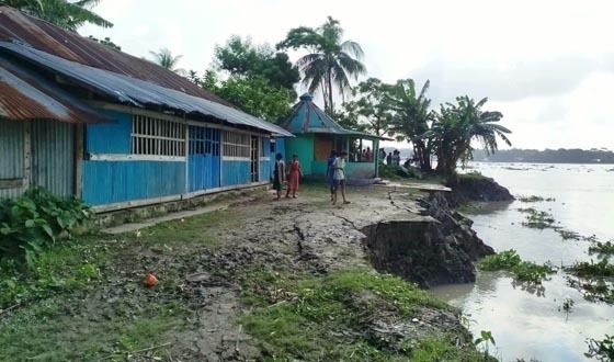 কাউখালীতে  সন্ধ্যা নদীর তীব্র ভাঙনে দিশেহারা মধ্য সোনাকুরের পালপাড়া