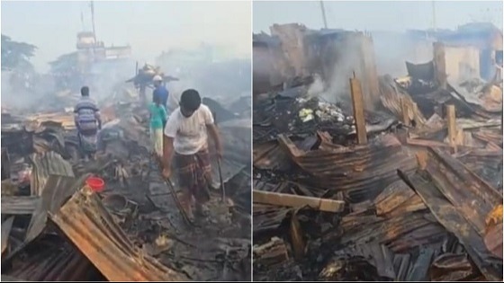 কুমিল্লায় অগ্নিকান্ডে শতাধিক দোকান পুড়ে ছাই
