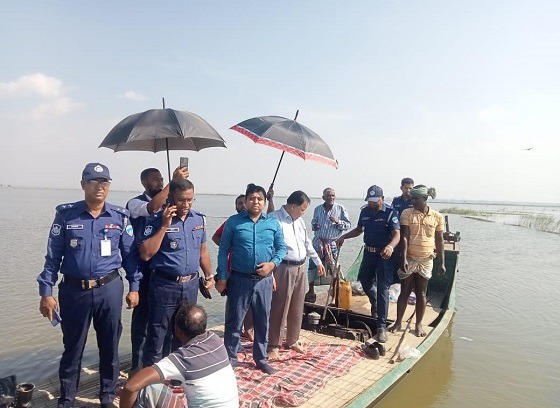 সরাইলের শাপলা বিলে ইউএনও’র অভিযান