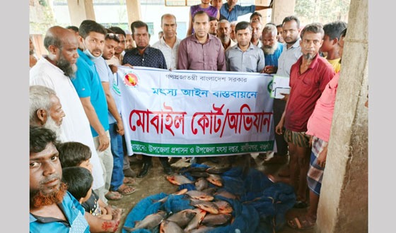 রাণীনগরে নিষিদ্ধ রূপচাঁদা মাছ জব্দ, পাঁচ হাজার টাকা জরিমানা