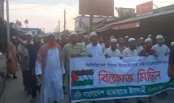 ইসরায়েলের হত্যা ও দমন পীড়নের বিরুদ্ধে দিঘলিয়া বিক্ষোভ মিছিল